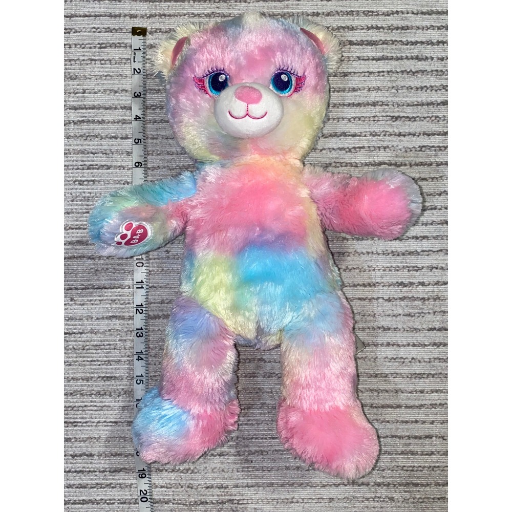 Build-A-Bear Workshop Pastel Swirl Tie Dye Plush Bear Pink Blue Yellow 18" - Picture 2 of 5
